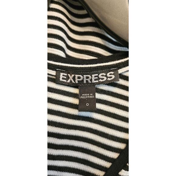 Express Womens Size 0 Striped Black White Cap Sleeves Full Back Zip Closure - Picture 5 of 6